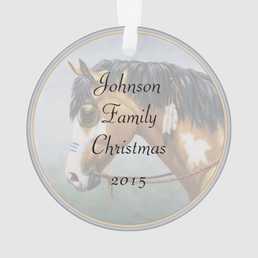 Buckskin Pinto Native American War Horse Ornament (achterkant)