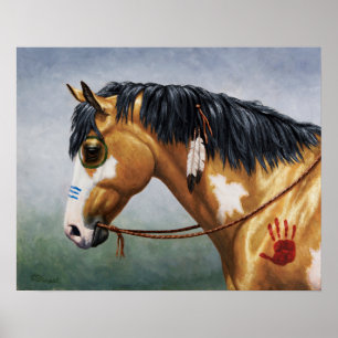 Buckskin Pinto Native American War Horse Poster