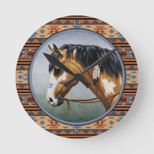Buckskin Pinto Native American War Horse Ronde Klok