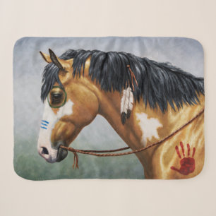 Buckskin Pinto Native American War Horse Sherpa Deken