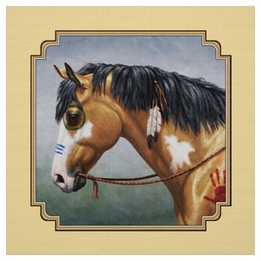Buckskin Pinto Native American War Horse Stof (Swatch)