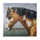 Buckskin Pinto Native American War Horse Tegeltje (Voorkant)
