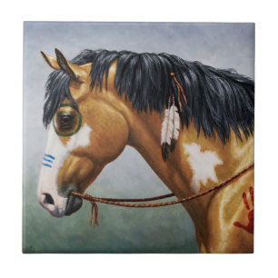 Buckskin Pinto Native American War Horse Tegeltje