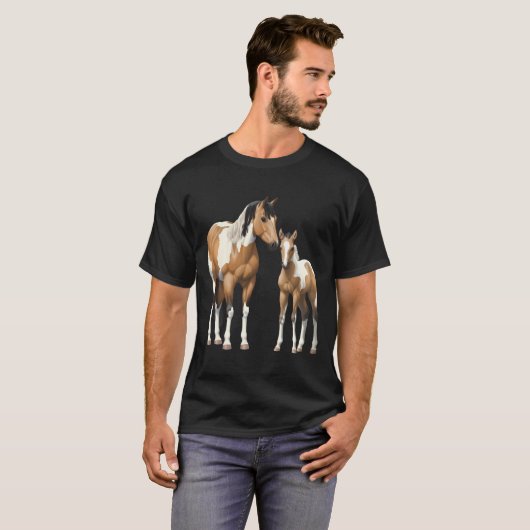 Buckskin Pinto Paint Quarter Paard Mare Veulen Hoo T-shirt (Voorkant volledig)