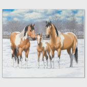 Buckskin pinto verf kwart paarden in sneeuw cadeaupapier (Vlak)