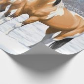 Buckskin pinto verf kwart paarden in sneeuw cadeaupapier (Hoek)