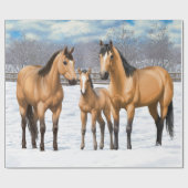 Buckskin Quarter Horses op sneeuw Cadeaupapier (Vlak)