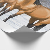 Buckskin Quarter Horses op sneeuw Cadeaupapier (Hoek)