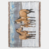 Buckskin Quarter Horses op sneeuw Deken (Voorkant Verticaal)