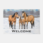 Buckskin Quarter Horses op sneeuw Deurmat (Voorkant)