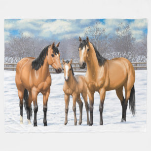 Buckskin Quarter Horses op sneeuw Fleece Deken