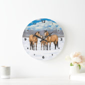 Buckskin Quarter Horses op sneeuw Grote Klok (Huis)