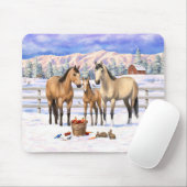 Buckskin Quarter Horses op sneeuw Muismat (Met muis)