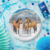 Buckskin Quarter Horses op sneeuw Papieren Bordje (Feest)