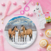 Buckskin Quarter Horses op sneeuw Papieren Bordje (Feest)