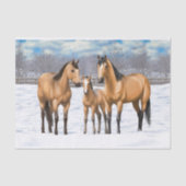 Buckskin Quarter Horses op sneeuw Tissuepapier (Voorkant)