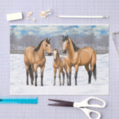 Buckskin Quarter Horses op sneeuw Tissuepapier (Craft)