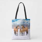 Buckskin Quarter Horses op sneeuw Tote Bag (Voorkant)