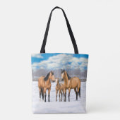 Buckskin Quarter Horses op sneeuw Tote Bag (Achterkant)