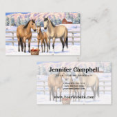 Buckskin Quarter Horses op sneeuw Visitekaartje (Voorkant / Achterkant)