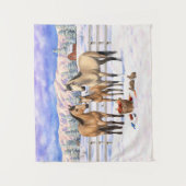 Buckskin Quarter Horses op sneeuw Wandkleed (Voorkant)