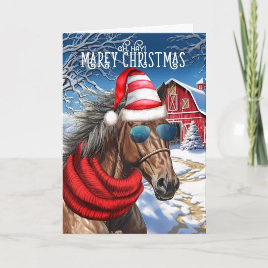 Buckskin Quarter Paard Grappig MAREy Kerstmis Feestdagen Kaart (Voorkant)