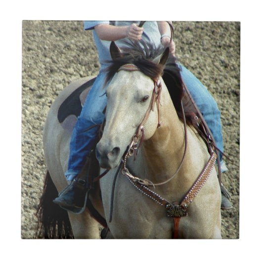 Buckskin Rodeo Horse Tegeltje (Voorkant)