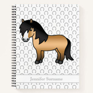 Buckskin Shetland Pony Cartoon Pony & Aangepaste T Notitieboek