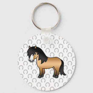 Buckskin Shetland Pony Cute Cartoon Illustratie Sleutelhanger