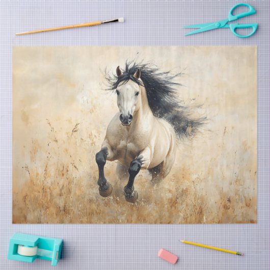 Buckskin Stallion Galoping Decoupage Tissuepapier (Craft)