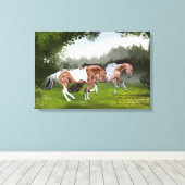 Buckskin Tobiano Paint Horses Canvas Afdruk (Insitu (Houten vloer))