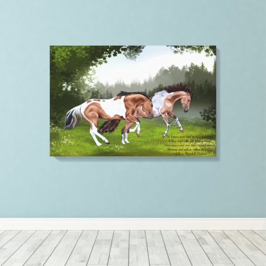 Buckskin Tobiano Paint Horses Canvas Afdruk (Insitu (Houten vloer))