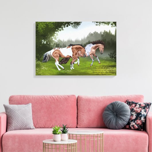 Buckskin Tobiano Paint Horses Canvas Afdruk (Insitu (Woonkamer))