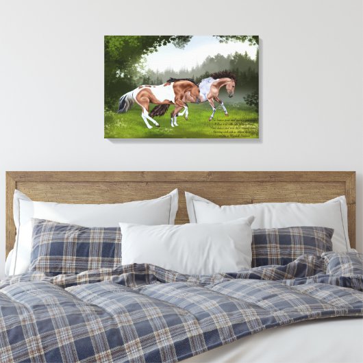 Buckskin Tobiano Paint Horses Canvas Afdruk (Insitu (Slaapkamer))