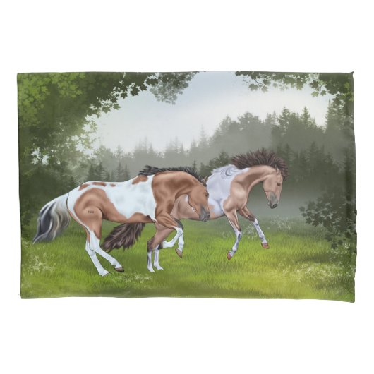 Buckskin Tobiano Paint Horses Kussensloop (Voorkant)