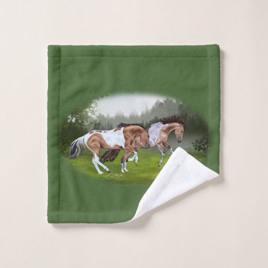 Buckskin Tobiano Paint Horses Print Bad Handdoek (Wasdoekje)