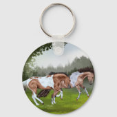 Buckskin Tobiano Paint Horses Sleutelhanger (Voorkant)
