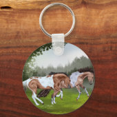 Buckskin Tobiano Paint Horses Sleutelhanger (Voorkant)