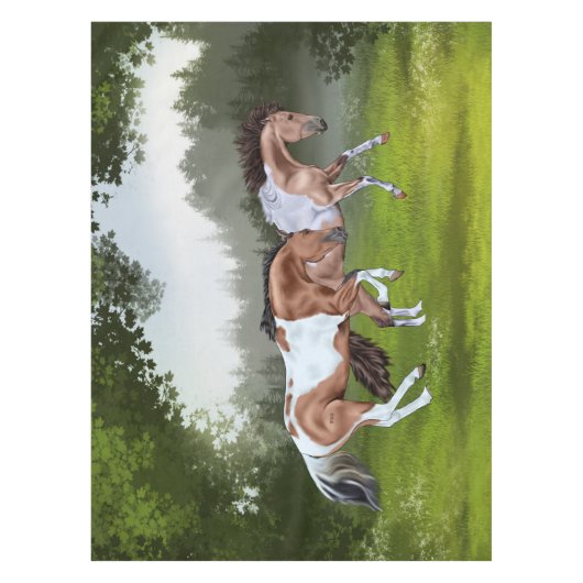 Buckskin Tobiano Paint Horses Tafelkleed (Voorkant)