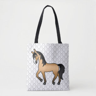 Buckskin Trotting Horse Cute Cartoon Illustratie Tote Bag
