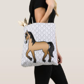 Buckskin Trotting Horse Cute Cartoon Illustratie Tote Bag (Dichtbij)