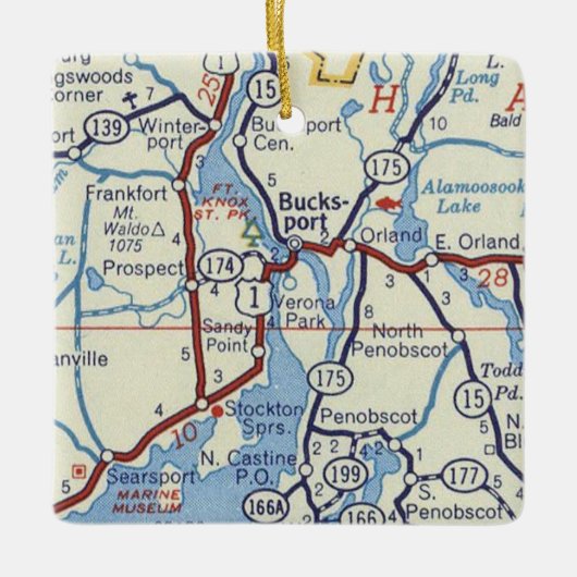 Bucksport Maine  Map Keramisch Ornament (Voorkant)