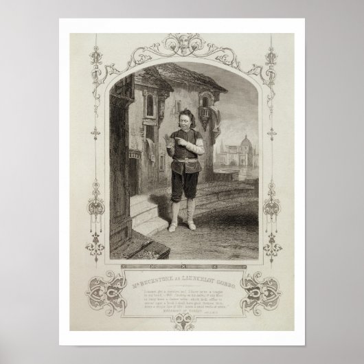 Buckstone as Lancelot Gobbo, Act II Scene 2, in Poster (Voorkant)