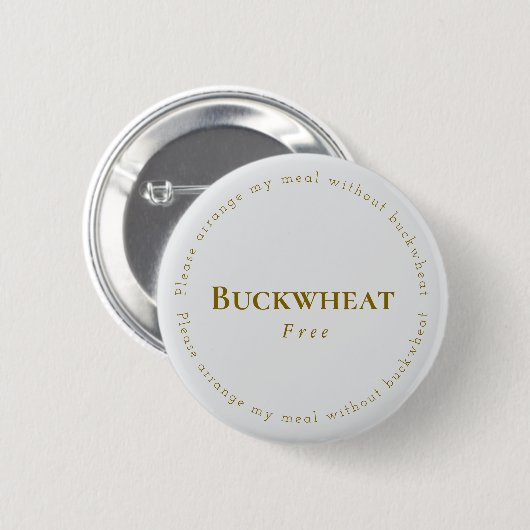 Buckwheat-Free Request Badge, Light-gray - Brown Ronde Button 5,7 Cm (Voorkant /achterkant)