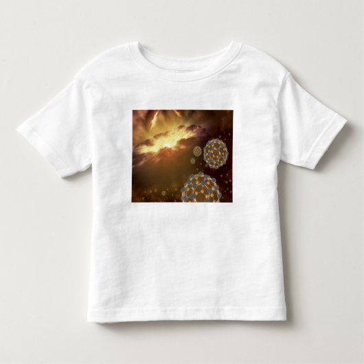 Buckyballen zwevend in de interstellaire ruimte kinder shirts (Voorkant)