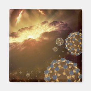 Buckyballen zwevend in de interstellaire ruimte magneet