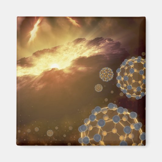 Buckyballen zwevend in de interstellaire ruimte magneet (Voorkant)