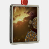 Buckyballen zwevend in de interstellaire ruimte metalen ornament (Rechts)