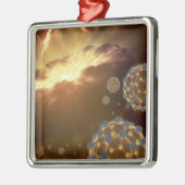 Buckyballen zwevend in de interstellaire ruimte metalen ornament (Links)
