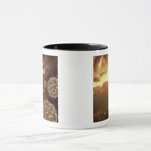 Buckyballen zwevend in de interstellaire ruimte mok (Midden)